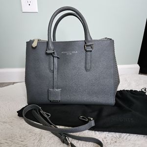 Kenneth Cole New York Studded Leather Satchel Grey